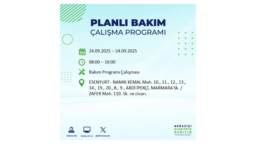 24 Eylül’de İstanbul’da büyük elektrik kesintisi! 24 ilçe listede - Resim: 39