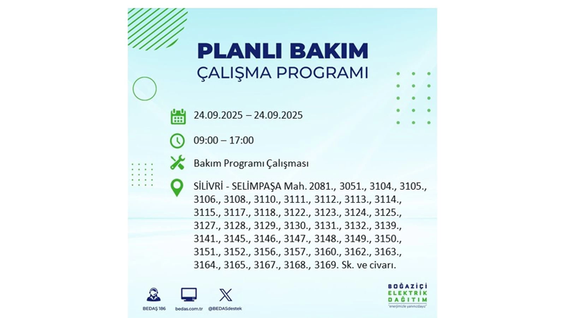 24 Eylül’de İstanbul’da büyük elektrik kesintisi! 24 ilçe listede - Resim: 76
