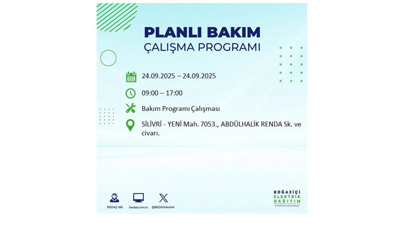 24 Eylül’de İstanbul’da büyük elektrik kesintisi! 24 ilçe listede - Resim: 85