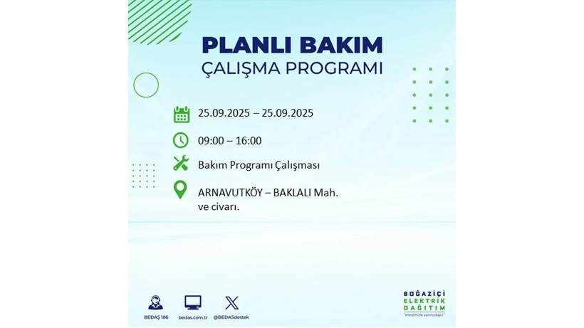 BEDAŞ duyurdu! Elektrik kesintisi saatler sürecek: 25 Eylül İstanbul elektrik kesintisi - Resim: 1