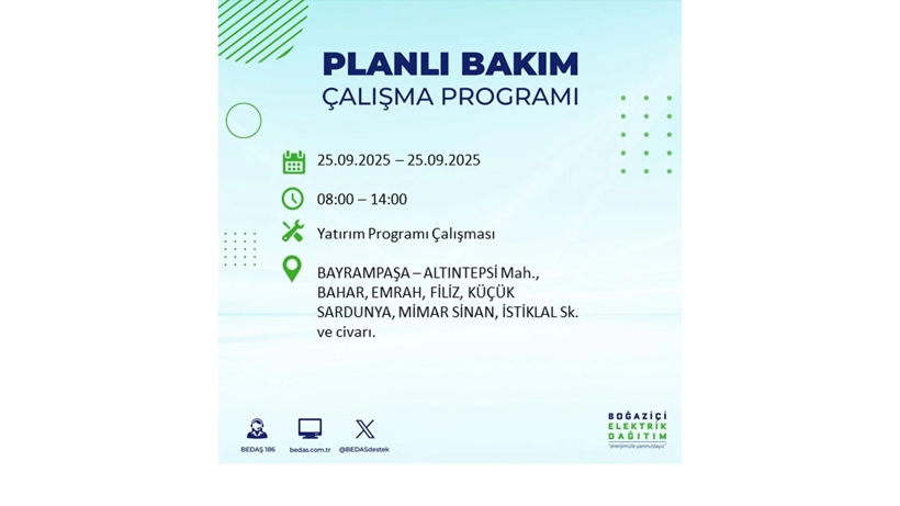 BEDAŞ duyurdu! Elektrik kesintisi saatler sürecek: 25 Eylül İstanbul elektrik kesintisi - Resim: 11
