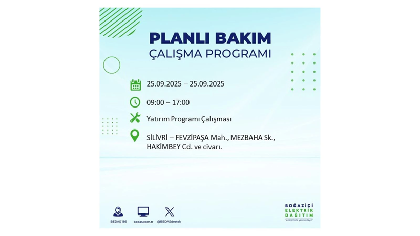 BEDAŞ duyurdu! Elektrik kesintisi saatler sürecek: 25 Eylül İstanbul elektrik kesintisi - Resim: 61