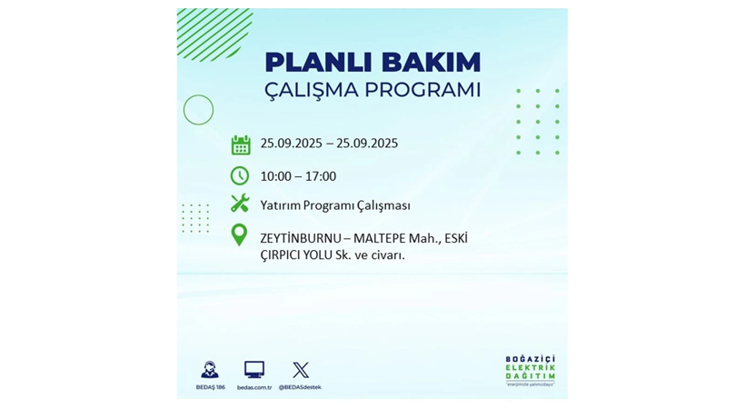 BEDAŞ duyurdu! Elektrik kesintisi saatler sürecek: 25 Eylül İstanbul elektrik kesintisi - Resim: 69