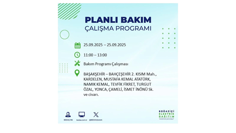 BEDAŞ duyurdu! Elektrik kesintisi saatler sürecek: 25 Eylül İstanbul elektrik kesintisi - Resim: 9
