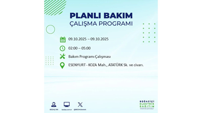 BEDAŞ saat vererek uyardı! İstanbul’da elektrik kesintisi! 9 Ekim elektrikler ne zaman gelecek? - Resim: 40