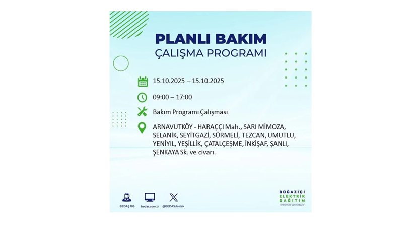 15 Ekim’de dikkat! İstanbul’da elektriklerin kesileceği ilçeler belli oldu - Resim: 1