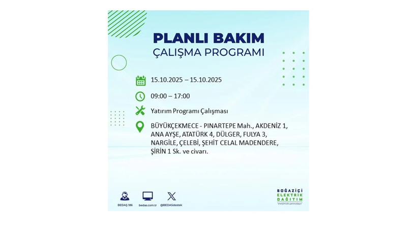 15 Ekim’de dikkat! İstanbul’da elektriklerin kesileceği ilçeler belli oldu - Resim: 31