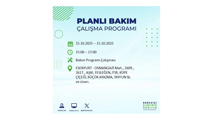 15 Ekim’de dikkat! İstanbul’da elektriklerin kesileceği ilçeler belli oldu - Resim: 36