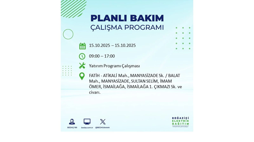 15 Ekim’de dikkat! İstanbul’da elektriklerin kesileceği ilçeler belli oldu - Resim: 53