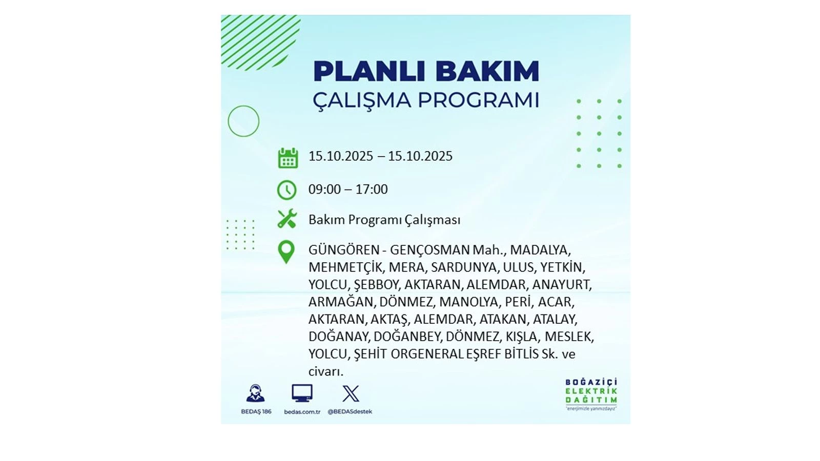 15 Ekim’de dikkat! İstanbul’da elektriklerin kesileceği ilçeler belli oldu - Resim: 54