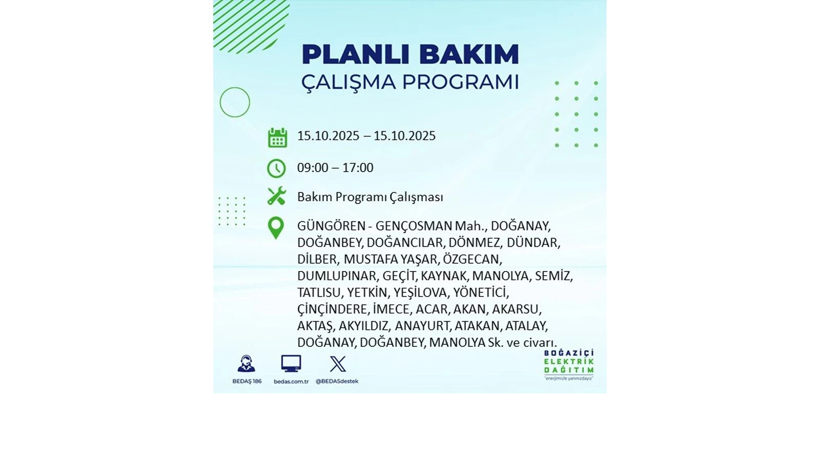 15 Ekim’de dikkat! İstanbul’da elektriklerin kesileceği ilçeler belli oldu - Resim: 55