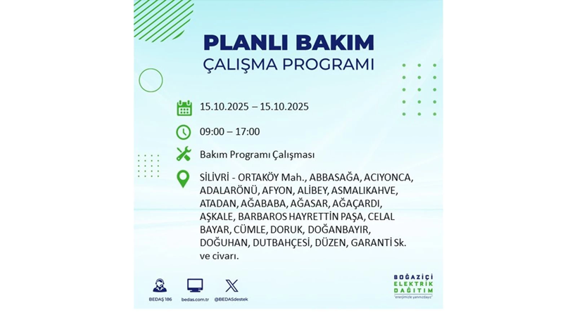 15 Ekim’de dikkat! İstanbul’da elektriklerin kesileceği ilçeler belli oldu - Resim: 65