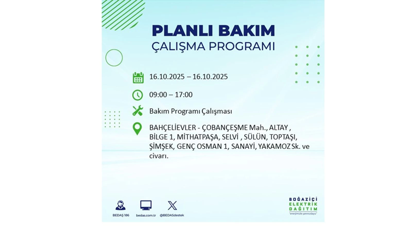 BEDAŞ saat vererek uyardı! İstanbul’da elektrik kesintisi! 16 Ekim elektrikler ne zaman gelecek? - Resim: 18