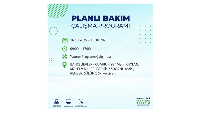 BEDAŞ saat vererek uyardı! İstanbul’da elektrik kesintisi! 16 Ekim elektrikler ne zaman gelecek? - Resim: 20