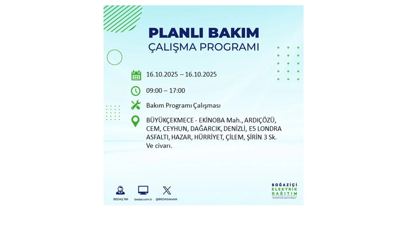 BEDAŞ saat vererek uyardı! İstanbul’da elektrik kesintisi! 16 Ekim elektrikler ne zaman gelecek? - Resim: 39