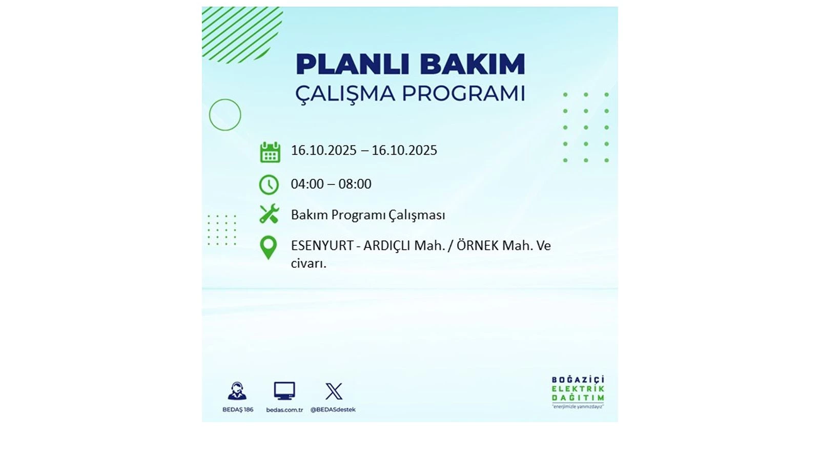 BEDAŞ saat vererek uyardı! İstanbul’da elektrik kesintisi! 16 Ekim elektrikler ne zaman gelecek? - Resim: 53