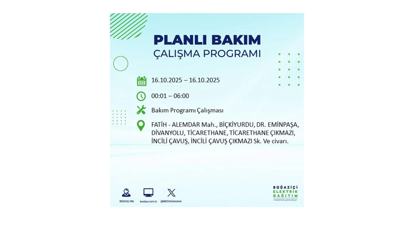 BEDAŞ saat vererek uyardı! İstanbul’da elektrik kesintisi! 16 Ekim elektrikler ne zaman gelecek? - Resim: 65