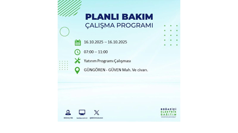 BEDAŞ saat vererek uyardı! İstanbul’da elektrik kesintisi! 16 Ekim elektrikler ne zaman gelecek? - Resim: 74