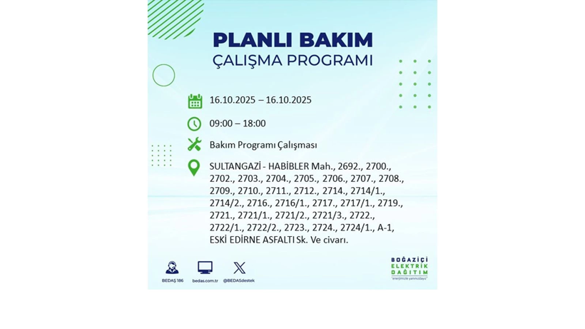 BEDAŞ saat vererek uyardı! İstanbul’da elektrik kesintisi! 16 Ekim elektrikler ne zaman gelecek? - Resim: 99