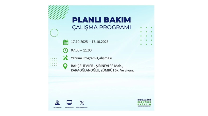 BEDAŞ o ilçeleri uyardı! İstanbul’da elektrik kesintisi! 17 Ekim elektrikler ne zaman gelecek? - Resim: 12