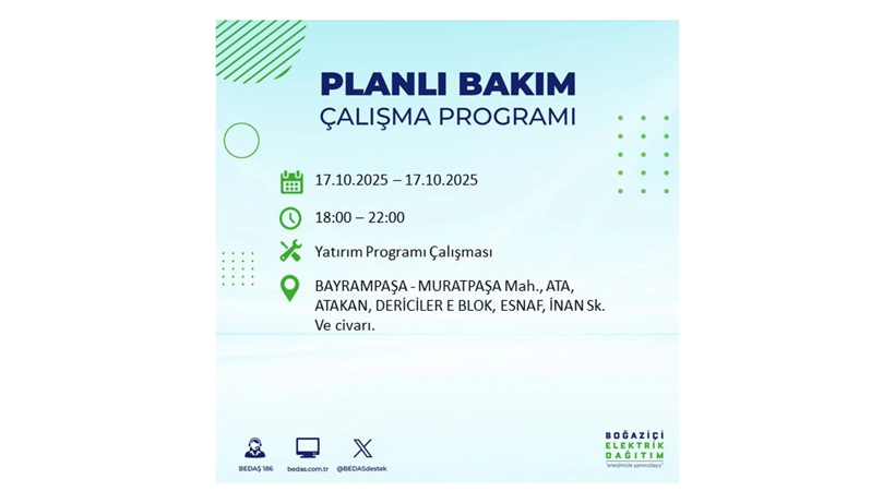 BEDAŞ o ilçeleri uyardı! İstanbul’da elektrik kesintisi! 17 Ekim elektrikler ne zaman gelecek? - Resim: 19