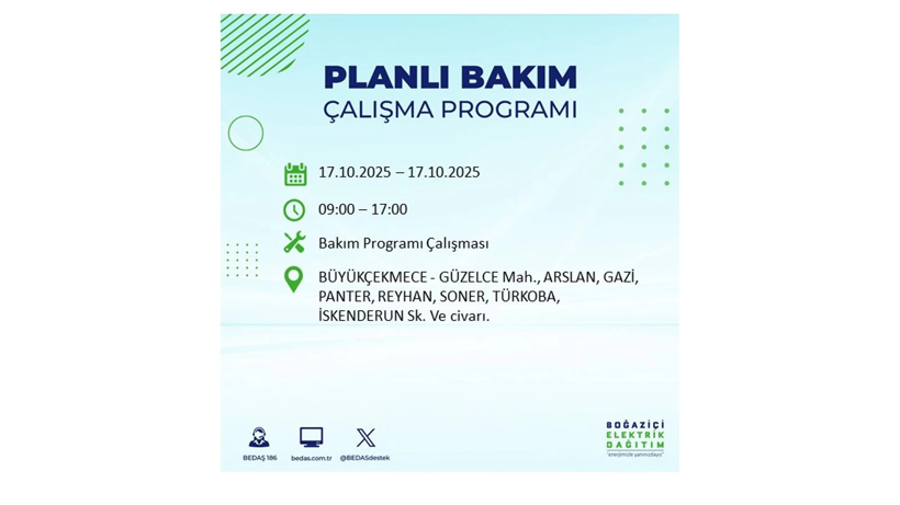 BEDAŞ o ilçeleri uyardı! İstanbul’da elektrik kesintisi! 17 Ekim elektrikler ne zaman gelecek? - Resim: 29