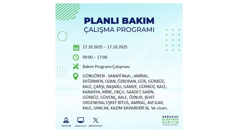 BEDAŞ o ilçeleri uyardı! İstanbul’da elektrik kesintisi! 17 Ekim elektrikler ne zaman gelecek? - Resim: 51