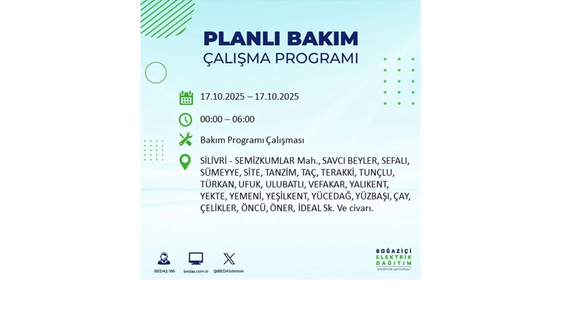 BEDAŞ o ilçeleri uyardı! İstanbul’da elektrik kesintisi! 17 Ekim elektrikler ne zaman gelecek? - Resim: 71