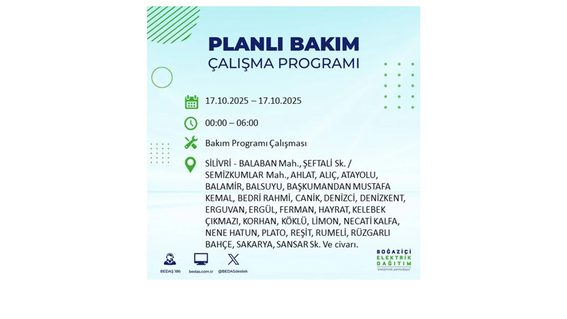 BEDAŞ o ilçeleri uyardı! İstanbul’da elektrik kesintisi! 17 Ekim elektrikler ne zaman gelecek? - Resim: 72