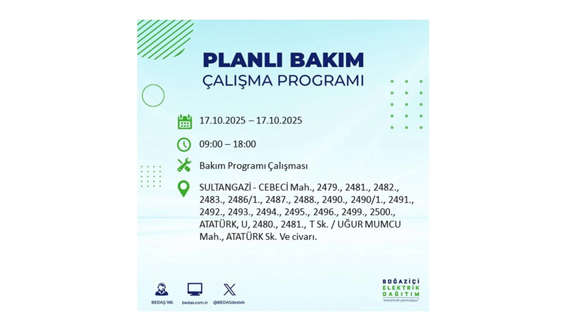 BEDAŞ o ilçeleri uyardı! İstanbul’da elektrik kesintisi! 17 Ekim elektrikler ne zaman gelecek? - Resim: 78