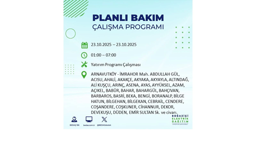 İstanbul’da elektrikler ne zaman gelecek? 23 Ekim kesinti listesi ilçelere göre açıklandı - Resim: 2