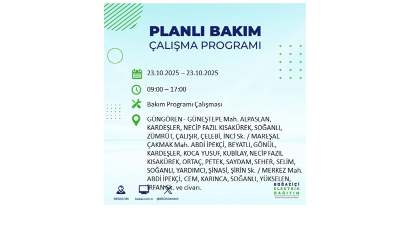 İstanbul’da elektrikler ne zaman gelecek? 23 Ekim kesinti listesi ilçelere göre açıklandı - Resim: 72
