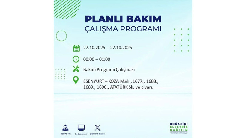 İstanbul dikkat! Bedaş'tan 27 Ekim için 'büyük kesinti' uyarısı! İşte o ilçeler - Resim: 25