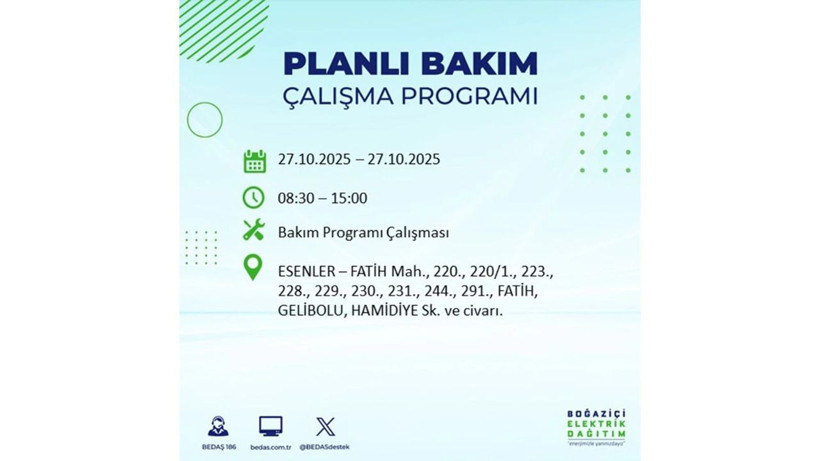 İstanbul dikkat! Bedaş'tan 27 Ekim için 'büyük kesinti' uyarısı! İşte o ilçeler - Resim: 28