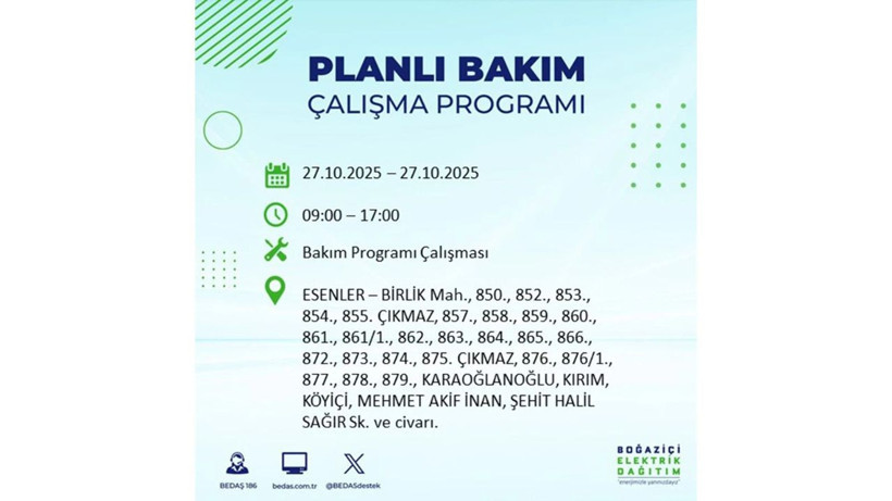 İstanbul dikkat! Bedaş'tan 27 Ekim için 'büyük kesinti' uyarısı! İşte o ilçeler - Resim: 31