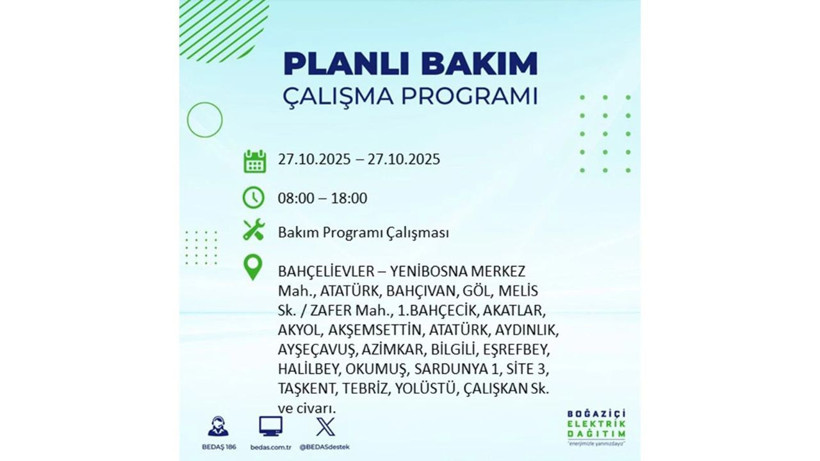 İstanbul dikkat! Bedaş'tan 27 Ekim için 'büyük kesinti' uyarısı! İşte o ilçeler - Resim: 43