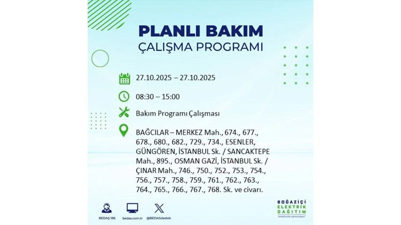 İstanbul dikkat! Bedaş'tan 27 Ekim için 'büyük kesinti' uyarısı! İşte o ilçeler - Resim: 87