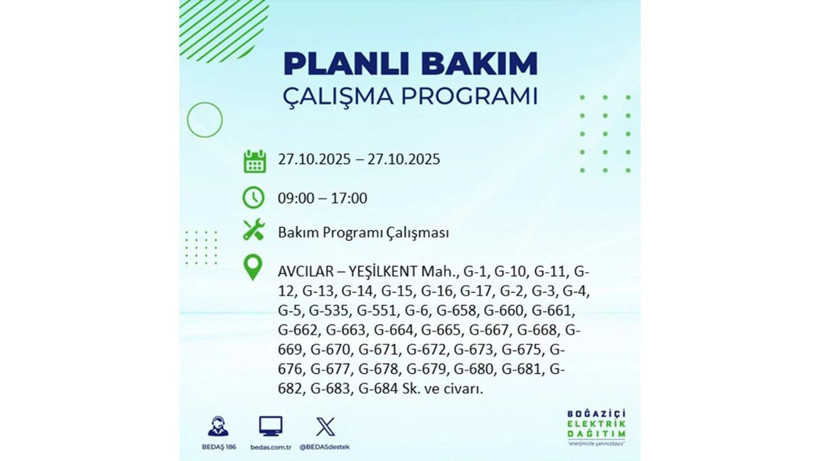 İstanbul dikkat! Bedaş'tan 27 Ekim için 'büyük kesinti' uyarısı! İşte o ilçeler - Resim: 10