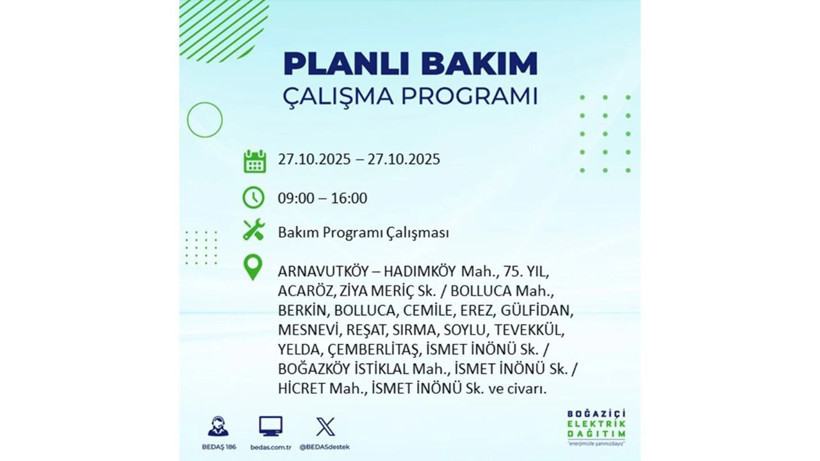 İstanbul dikkat! Bedaş'tan 27 Ekim için 'büyük kesinti' uyarısı! İşte o ilçeler - Resim: 15