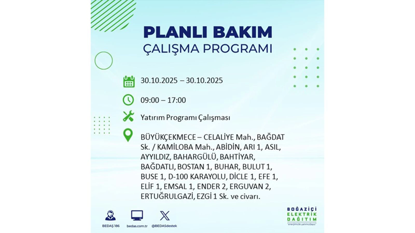 İstanbul’da 30 Ekim sabahı elektrikler kesilecek: BEDAŞ o ilçeleri uyardı - Resim: 54