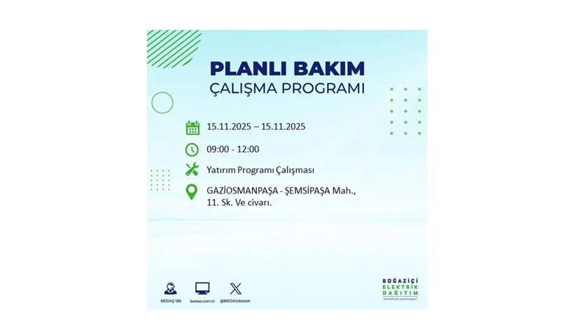 İstanbul'da elektrik kesintisi saatler sürecek! 15 Kasım Cumartesi elektrik kesintileri - Resim: 15