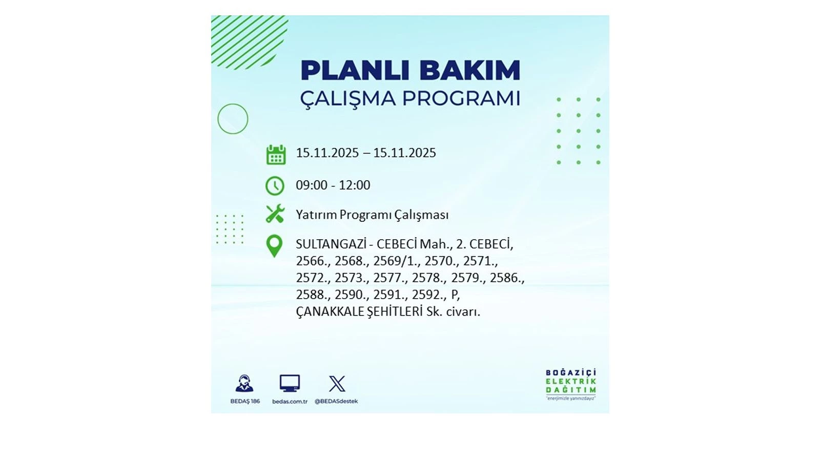 İstanbul'da elektrik kesintisi saatler sürecek! 15 Kasım Cumartesi elektrik kesintileri - Resim: 20