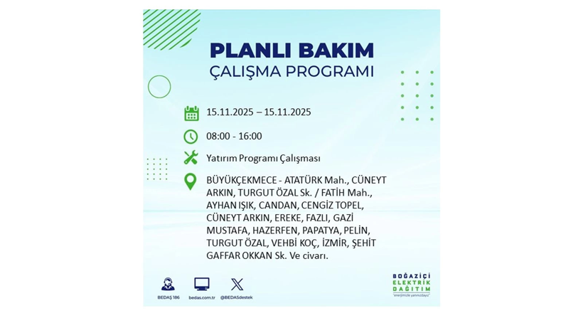 İstanbul'da elektrik kesintisi saatler sürecek! 15 Kasım Cumartesi elektrik kesintileri - Resim: 5
