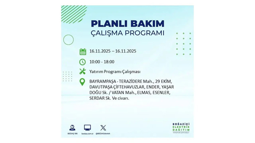 İstanbul’da 16 Kasım’da büyük elektrik kesintisi! Onlarca ilçe karanlığa gömülecek - Resim: 11