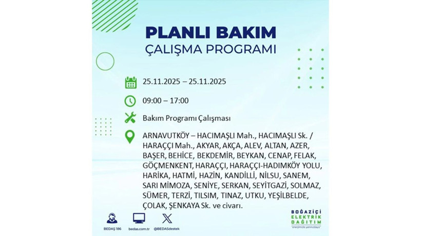 İstanbul’da büyük kesinti! 25 Kasım’da onlarca mahalle karanlığa gömülecek - Resim: 10