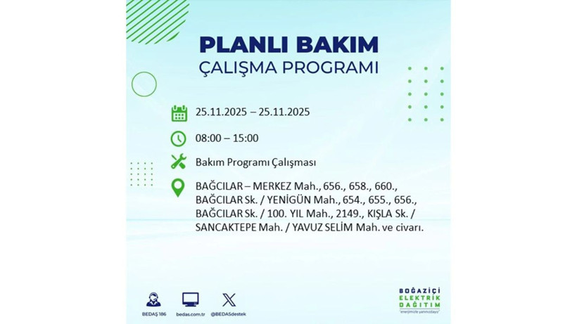 İstanbul’da büyük kesinti! 25 Kasım’da onlarca mahalle karanlığa gömülecek - Resim: 2