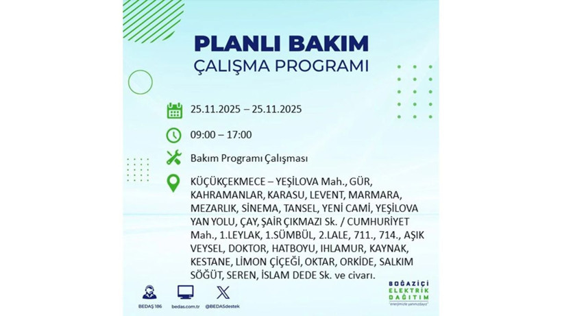 İstanbul’da büyük kesinti! 25 Kasım’da onlarca mahalle karanlığa gömülecek - Resim: 29