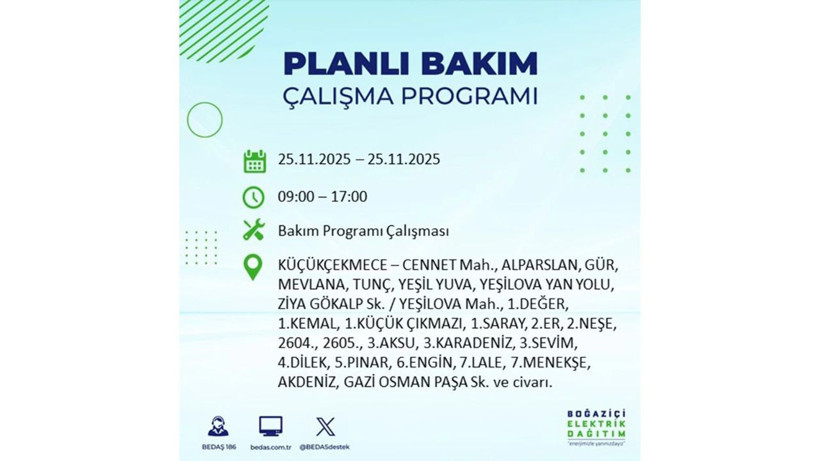 İstanbul’da büyük kesinti! 25 Kasım’da onlarca mahalle karanlığa gömülecek - Resim: 30