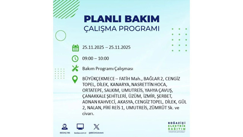 İstanbul’da büyük kesinti! 25 Kasım’da onlarca mahalle karanlığa gömülecek - Resim: 45