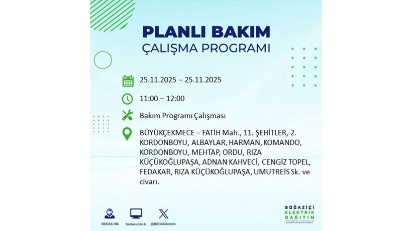İstanbul’da büyük kesinti! 25 Kasım’da onlarca mahalle karanlığa gömülecek - Resim: 53